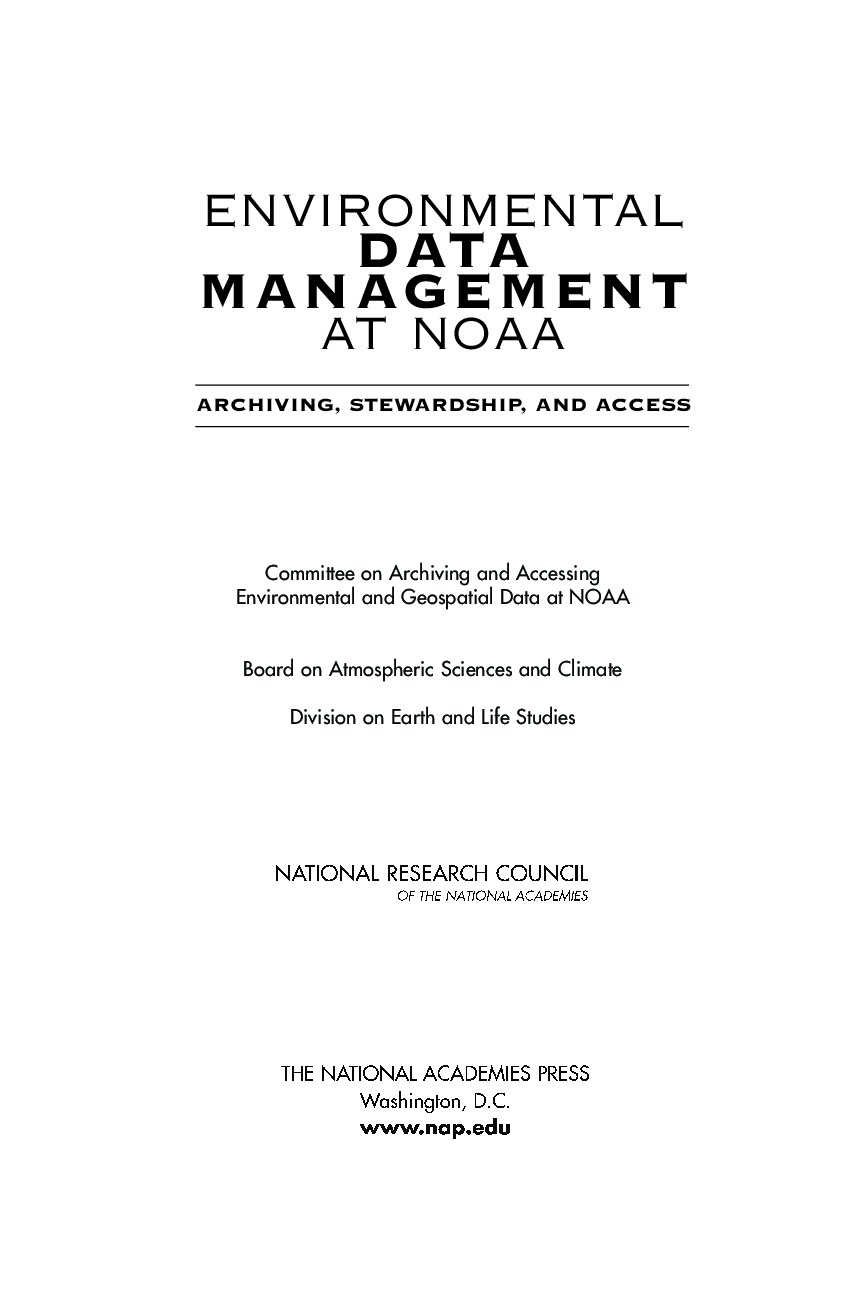 Preview image for Environmental Data Management at NOAA: Archiving, Stewardship, and Access